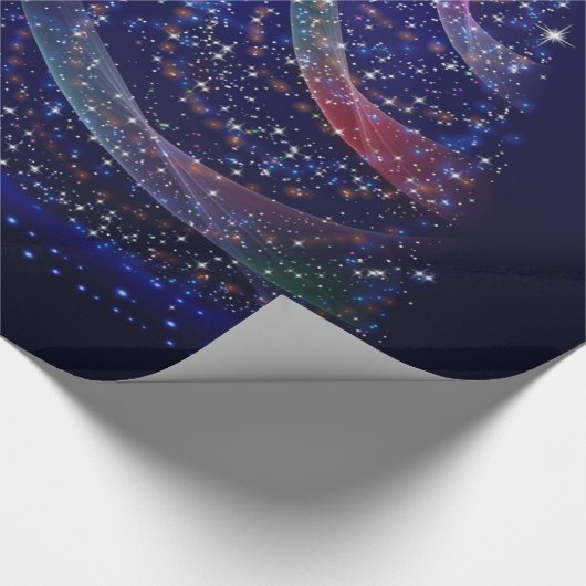 Frohe Weihnachten Blauer Weihnachtsbaum Farbenfroh Geschenkpapier (Ecke)