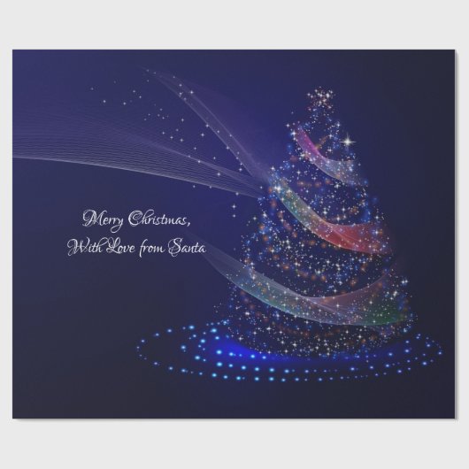 Frohe Weihnachten Blauer Weihnachtsbaum Farbenfroh Geschenkpapier (Flach)