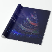 Frohe Weihnachten Blauer Weihnachtsbaum Farbenfroh Geschenkpapier (Ungerollt)