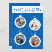 Frohe Weihnachten Blue 4 Ball Familienfoto Collage (Vorne/Hinten)