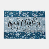 Frohe Weihnachten Blue Burlap Snowflake Muster Fußmatte (Vorderseite)