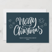 Frohe Weihnachten Blue Calligraphy Business Modern (Vorderseite)