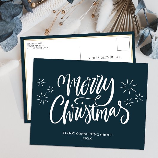 Frohe Weihnachten Blue Calligraphy Business Modern