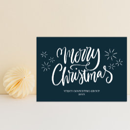 Frohe Weihnachten Blue Calligraphy Business Modern