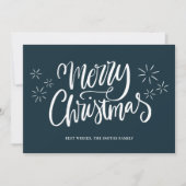 Frohe Weihnachten Blue Calligraphy Modernes Non-Fo (Vorderseite)
