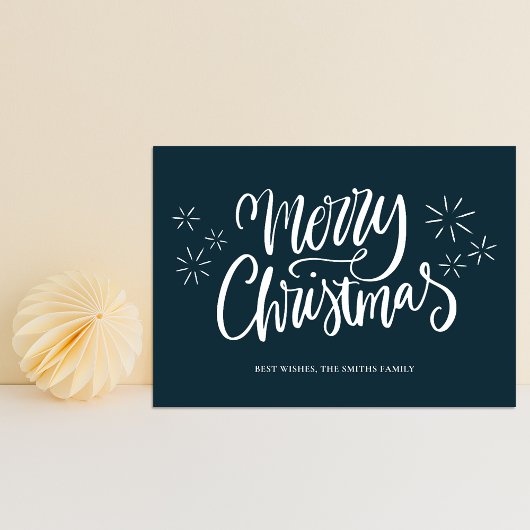 Frohe Weihnachten Blue Calligraphy Modernes Non-Fo