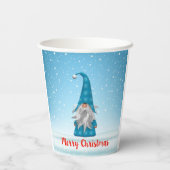 Frohe Weihnachten Blue Gnome Pappbecher (Rückseite)