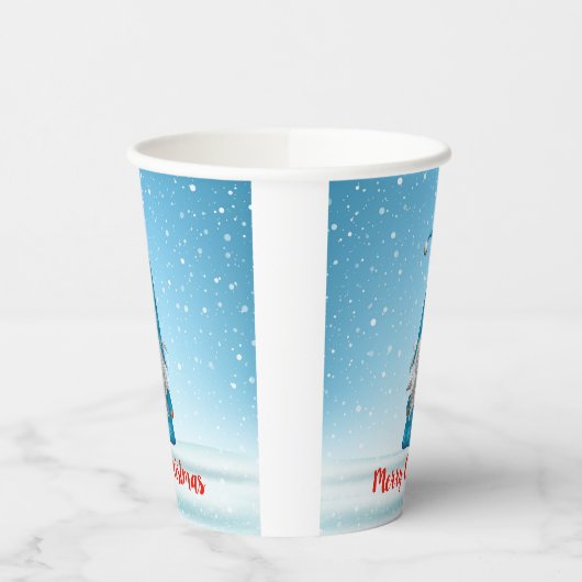 Frohe Weihnachten Blue Gnome Pappbecher (Links)