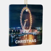 Frohe Weihnachten Blue Gold Night London Keramikornament (Rechts)