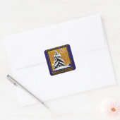 Frohe Weihnachten! Blue & Gold Square Sticker (Umschlag)
