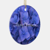 Frohe Weihnachten Blue Hydrangea Keramikornament (Rechts)