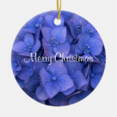 Frohe Weihnachten Blue Hydrangea Keramikornament (Vorne)