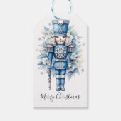 Frohe Weihnachten Blue Nutcracker Geschenkanhänger (Vorderseite)