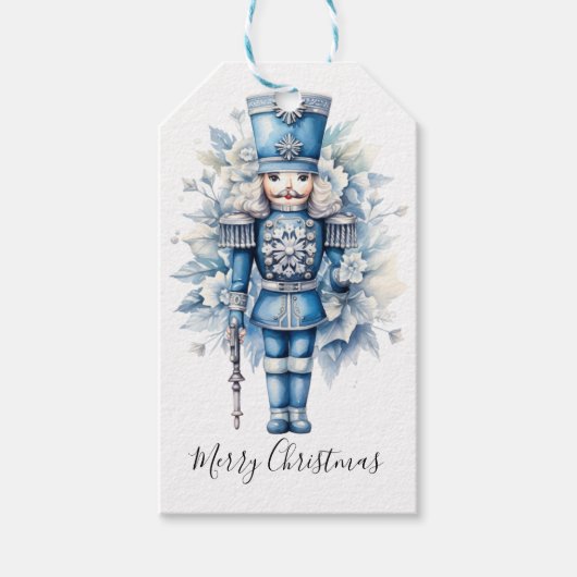 Frohe Weihnachten Blue Nutcracker Geschenkanhänger (Vorderseite)
