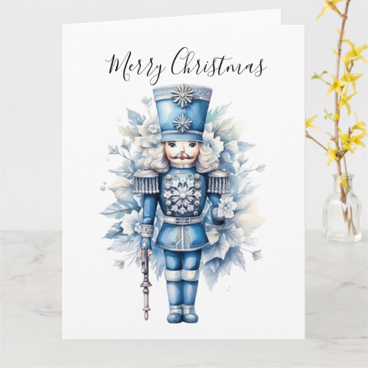 Frohe Weihnachten Blue Nutcracker Karte (Gelbe Blume)