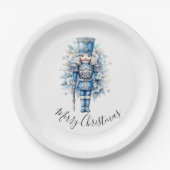 Frohe Weihnachten Blue Nutcracker Pappteller (Vorderseite)