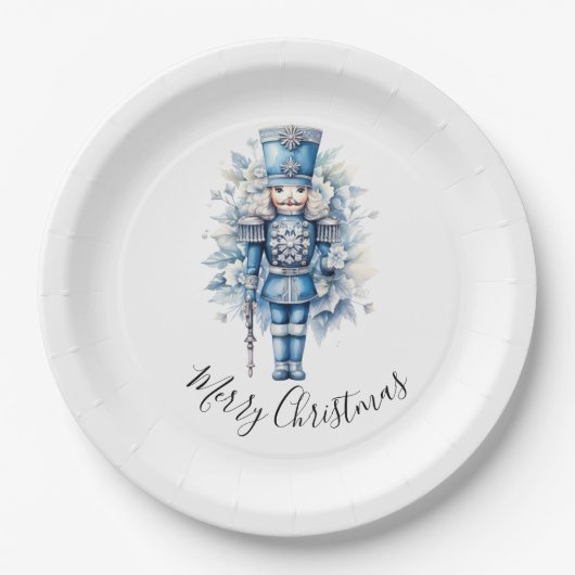 Frohe Weihnachten Blue Nutcracker Pappteller (Vorderseite)