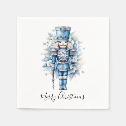 Frohe Weihnachten Blue Nutcracker Serviette (Vorderseite)