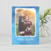 Frohe Weihnachten Blue Snow Modern Scrip Foto (Stehend Vorderseite)