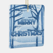 Frohe Weihnachten Blue Snow Scene Keramikornament (Rechts)