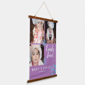 Frohe Weihnachten Blue SnowFlakes Baby Foto Collag Wandteppich Mit Holzrahmen (Gewinkelt)