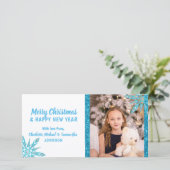 Frohe Weihnachten Blue Snowflakes Glitzer | FOTO (Stehend Vorderseite)