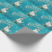 Frohe Weihnachten Blue Snowman Geschenkpapier (Ecke)