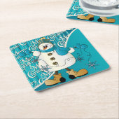 Frohe Weihnachten Blue Snowman Rechteckiger Pappuntersetzer (angewinkelt)