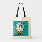 Frohe Weihnachten Blue Snowman Tragetasche (Vorne)