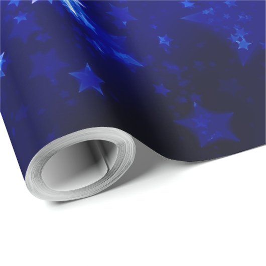 Frohe Weihnachten Blue Stars Bauble Ornaments Geschenkpapier (Rolleneckpunkt)