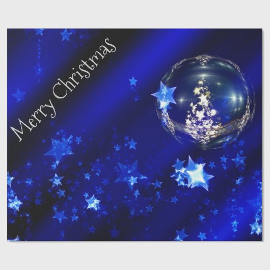 Frohe Weihnachten Blue Stars Bauble Ornaments Geschenkpapier (Flach)