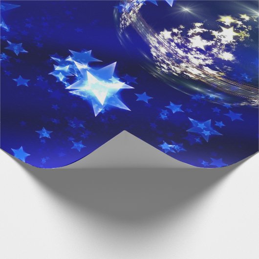 Frohe Weihnachten Blue Stars Bauble Ornaments Geschenkpapier (Ecke)