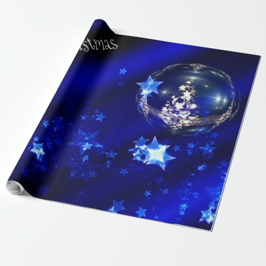 Frohe Weihnachten Blue Stars Bauble Ornaments Geschenkpapier (Ungerollt)