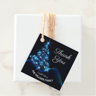 Frohe Weihnachten Blue Tree Stars Urlaub Danke Geschenkanhänger