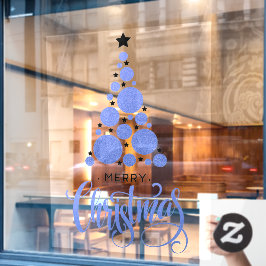 Frohe Weihnachten Blue Tree Stars Urlaub Fensteraufkleber