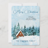 Frohe Weihnachten Blue Watercolor Winter Scape (Vorderseite)