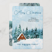 Frohe Weihnachten Blue Watercolor Winter Scape (Vorne/Hinten)