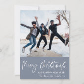 Frohe Weihnachten Blue & White Snowflake 1 Foto (Vorderseite)