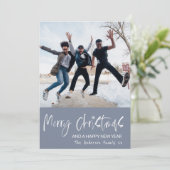 Frohe Weihnachten Blue & White Snowflake 1 Foto (Stehend Vorderseite)