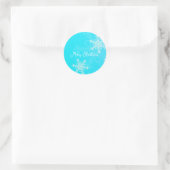 Frohe Weihnachten Blue White Snowflake Minimalisti Runder Aufkleber (Tasche)