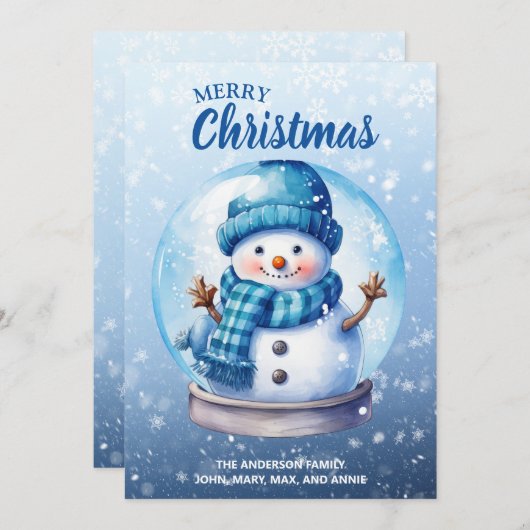 Frohe Weihnachten Blue White Snowman (Vorne/Hinten)