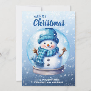 Frohe Weihnachten Blue White Snowman
