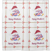 Frohe Weihnachten BlueBird Candy Frame Urlaub Duschvorhang (Vorderseite)