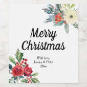 Frohe Weihnachten Blumenbeeren Weinetikett (Einzelnes Label)