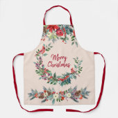 Frohe Weihnachten blumenburgundisch Pine grüne Ros Schürze (Vorderseite)
