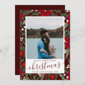 Frohe Weihnachten Blumengrün Pärchen Foto Ankündigung (Vorne/Hinten)