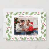 Frohe Weihnachten Blumengrün Zwei Foto (Vorderseite)