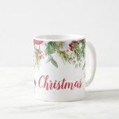Frohe Weihnachten Blumenkranz rot grün Kaffeetasse (VorderseiteRechts)