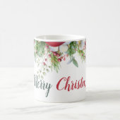 Frohe Weihnachten Blumenkranz rot grün Kaffeetasse (Mittel)