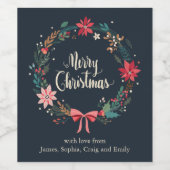 Frohe Weihnachten Blumenreath Personalisiert Weinetikett (Einzelnes Label)